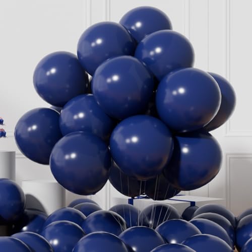 Image of AULE 50Pcs Latex 12 Inch Navy Blue Balloons | Helium Party Happy Birthday Graduation Gender Reveal Backdrop Decoration