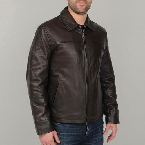 Image of Men's Big and Tall New Zealand Lambskin Leather Classic Open Bottom Jacket