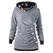 Price comparison product image YEBIRAL Women Generous Street Clothing Keep Warm College Students Vintage Long Sleeve Turn-Down Collar Buttons Patchwork Sweatshirt Pullover (18, gray1)