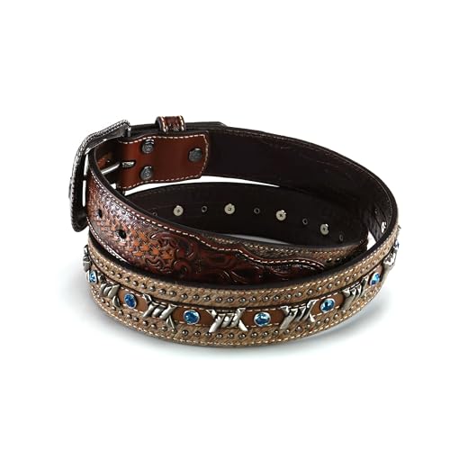 ARIAT Men's Blue Crystal Barbed Center Western Belt4
