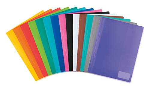 HERMA 19485 Schnellhefter A4 Transluzent Sortiment, 42 Stück, Sichthefter aus Kunststoff mit Beschriftungsetikett, Einstecktasche & Metallheftzunge, Plastik Schnellhefter Set für Schule & Büro