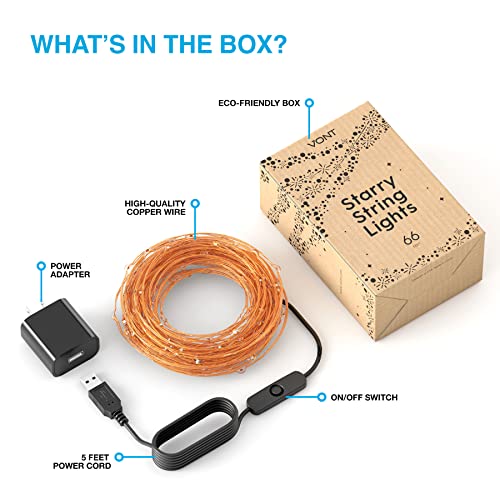 Vont AMADA Starry Fairy Lights (66ft,200 LEDs)