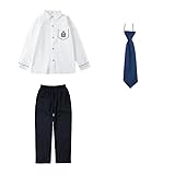 HFC HAFUXING Boys' and Girls' School Uniform Sets: Navy Blue Pants and Skirts, Spring/Fall Style with Bow Ties and Neckties (Men's, 130cm)