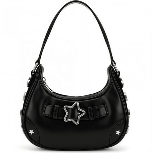 Image of Cute Y2k Purse for Women, Star Embroidery Pattern with Chain Strap Shoulder Bag, Goth Style Cute Mini Purse
