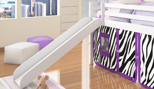 Donco Kids Twin Low Loft Bed with Slide and Camo Tent, Twin, White - Thumbnail 4