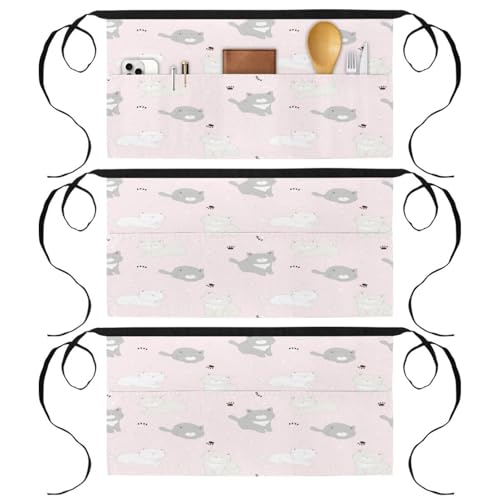 Tablier court de cuisine avec 3 poches pour éviter les taches de cuisson