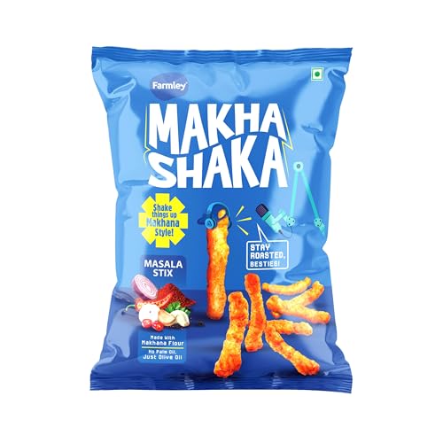 Image of Farmley Makha Shaka Masala Stix Farmley Pillow Pouch 33 g I Healthy Snacks | Namkeen Snacks I Puffed Snacks | Roasted in Olive Oi