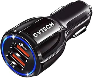 Car Charger Adaptor, GVTECH 34W/6A QC 3.0 Dual Port USB Car Charger, Mini Flush Cigarette Lighter USB Adapter 12V in Car Phone Charging Compatible with iPhone 14/13/12/11/Pro/Max, Galaxy S22/S21/20/10