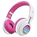 Riwbox WT-7S Bluetooth Headphones Light Up, Foldable Stero Wireless Headset with Microphone and Volume Control for PC/Tablet/TV/Travel (Pink)