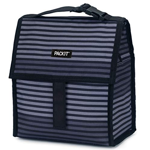 Packit Freezable Lunch Bag With Zip Closure, Gray Stripe 8-Inch #TOP6