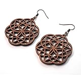 Eclipse Wooden Earrings 0g, Seed of life + Merkaba Star, Sacred Geometry Jewelry