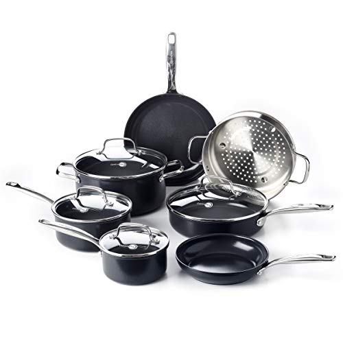 Comparison: Best Members Mark 11 Piece Non Stick Ceramic Cookware Set 8 GreenPan Chatham Black Prime Midnight Hard Anodized Healthy Ceramic Nonstick 11 Piece Cookware Pots and Pans Set, PFAS-Free, Dishwasher Safe, Oven Safe, Black