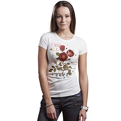 T-shirt vintage avec roses rouges femme XL