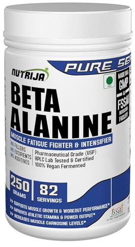 Image of NutriJa Beta Alanine Powder 250g - Unflavoured | Pre Workout Amino Acid Supplement | For High Intensity Training, Workout Endurance & Active Lifestyle | Gym Supplement (Pack of 2)