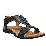 minetom femmes sandales plates Été bout ouvert solide faux cuir orthopédique chaussures de plage décontractée rome dames gladiateur a noir 41 eu