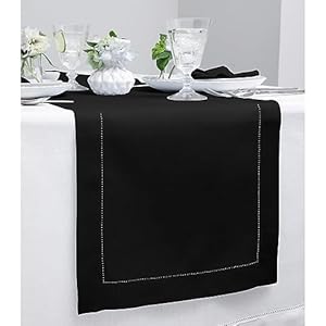 Solino Home Linen Table Runner 144 Inches Long - 100% Pure Linen Classic Hemstitch Black Table Runner 14 x 144 Inch for Dining, Wedding, Parties, Spring, Mothers Day, Easter Decorations Solino Home Linen Table Runner 144 Inches Long 100 Pure Linen Classic Hemstitch Black Table Runner 14 x 144 Inch for Dining Wedding Parties Spring Mothers Day Easter Decorations