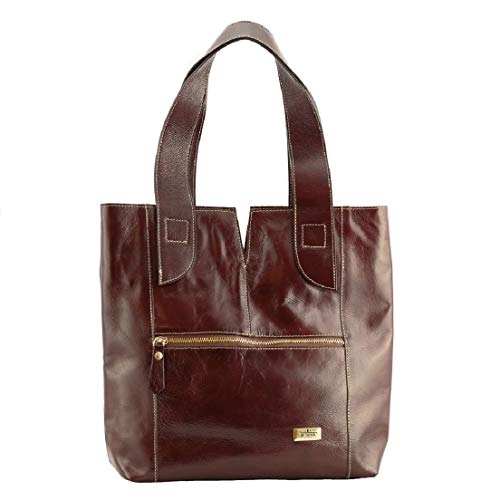 Bolsa Feminina Social de Ombro Souli em Couro Legitimo | Prática e Elegante - BETANIA COUROS (Café)