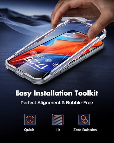 Image of UNBREAKcable 2-Pack Screen Protector for iPhone 16 Pro Max Tempered Glass | Military Grade Shatterproof, 9H+ Hardness, 99.99% HD Clear, Bubble-Free, Easy Installation Frame, for iPhone 16 Pro Max