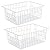iPEGTOP Wire Storage Freezer Baskets, Set of 2 Large 15.4" Household Metal Organizer Storage Bins Basket for Kitchen Cabinets, Refrigerators, White
