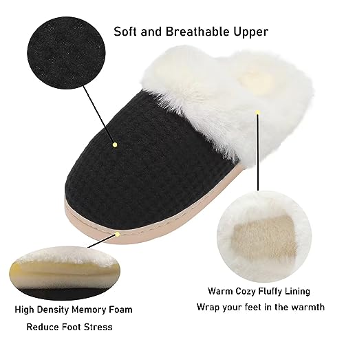 Fuzzy Memory Foam Slippers for Women - Cozy Fleece Lined for Indoor & Outdoor Comfort House Shoes4