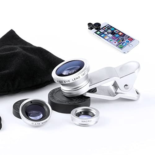 KIT 3 en 1 – Lentille Objectif – Clip Caméra Téléphone – Smartphone Fisheye – Zoom Macro (Kit 3 en 1)