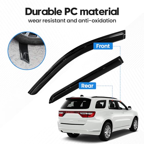Image of Durango Rain Guards - Window Visors for Dodge Durango 2011-2025 2026, Out-Channel Side Window Rain Guards for Durango, 4PCS, Black, Car Accessories