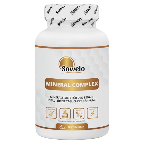 Mineral Complex – 9 essentielle Mineralstoffe – 120 Tabletten (60 Portionen) – Magnesium, Zink, Eisen, Selen, Chrom & mehr – Für Knochen, Muskeln & Nervensystem – EU-Herstellung – Sowelo