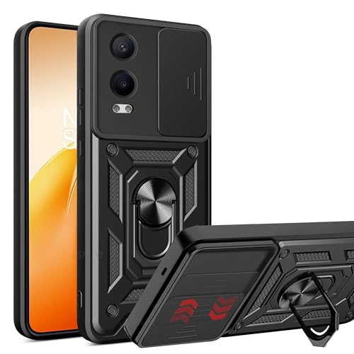 ESTH® Funda para OnePlus Nord CE4 Lite 5G con Protección de Cámara Cubierta y Soporte de Anillo [Compatible con Soporte Magnético para Coche] Carcasa Grado Militar Anti-caída, Negro
