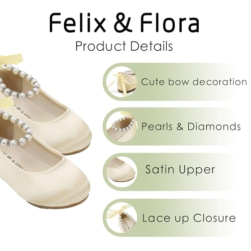 Image of Felix & Flora Girls Toddler Little Ballet Shoes - Flower Girls Mary Jane Flats Dress Shoes Party Wedding