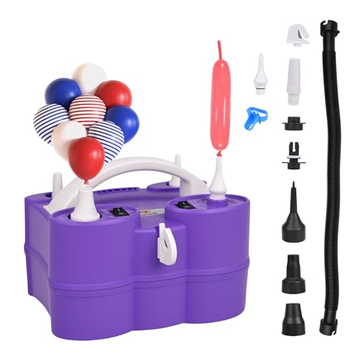 Image of Electric Balloon Pump, Portable Electric Balloon Blower Machine Balloon Air Pump Dual Nozzle 110V 600W Balloon Inflator for Party Decorations