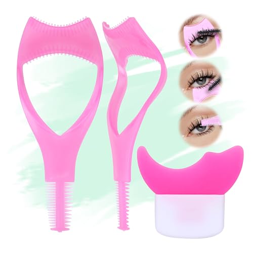 3 in 1 Mascara Shield 2Pcs Lash Tools Mascara Shield Applicator Guard Silicone Eyeliner Stencils Beginners Friendly Makup Tool by JIMIRE(Plum)