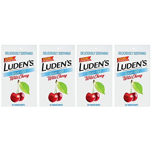 Luden's Deliciously Soothing Throat Drops | Sugar-Free | Wild Cherry Flavor | 25 Count Each | Pack Of 4 #TOP24