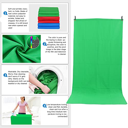 Suporte de pano de fundo, suporte de fundo verde de 100 x 199 cm, sistema de suporte de fundo laváve