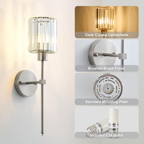 Image of KARTOOSH Hardwired Crystal Wall Sconces Set of 2