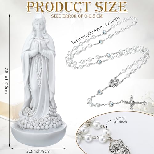 Estatua Virgen María con Rosario 7.8" H Decoración Religiosa miniatura 2