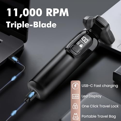 Electric Shaver Replacement Handle, Cordless & Waterproof, Compatible with 3-Blade Rotary Replacement Heads, Battery Powered, Compatible with Flynth Shavers image 5