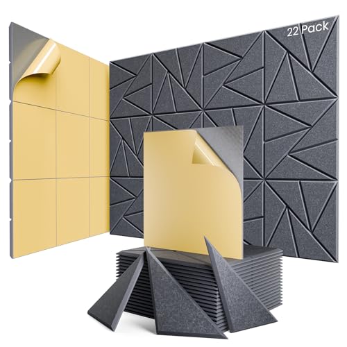 Image of 22 Pack Self-Adhesive Acoustic Panels, Sound Proof Foam Panels for Walls