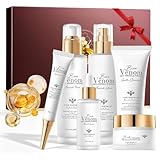 6 Pcs Skin Care Sets & Kits,Travel Skincare Set- Cleanser, Toner, Serum, Lotion,Eye Cream & Moisturizer,Anti Aging Womens Gift Sets for Wrinkles & Fine Lines,Deep Hydration,Radiant Looking Skin