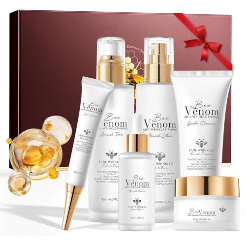 6 Pcs Skin Care Sets & Kits,Travel Skincare Set- Cleanser, Toner, Serum, Lotion,Eye Cream & Moisturizer,Anti Aging Womens Gift Sets for Wrinkles & Fine Lines,Deep Hydration,Radiant Looking Skin