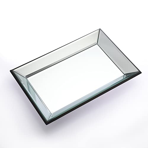 Hipiwe HPWSN00612 Glass Mirror Makeup Vanity Tray Black Rectangle Perfume Tray Jewelry Trinket Organizer Coffee Table Centrepiece Decorative Dresser Tray Bathroom Storage Tray,11.9X 7.9 Inch thumb #7