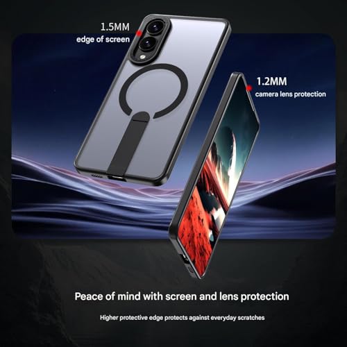Image of DIZORO Compatible with Samsung S25 Edge 5g Case with Magsafe Included 3 Kick Stand Mode Military-Grade Drop Protection & Hard PC Back Cover Slim Matte Feel Anti-Scratch Shockproof Phone Case,Black