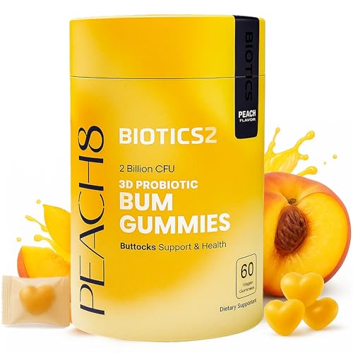 Peach8 BBL Booty Gummies for Womens Hip Butt & Curves MAX Formula PLUS 2x Billion Probiotics 4x Herbal Supplements Saw Palmetto Black Maca 8x Vitamins for Bbl Support | Sugar-Free Vegan 60ct