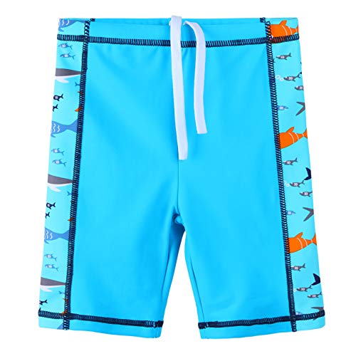 TFJH E Roupa de banho infantil de manga comprida com proteção solar FPS 50+, Peixe azul, 5-6 anos
