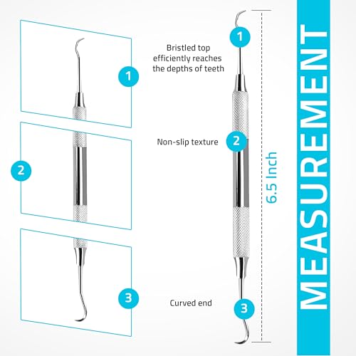 Image of Utopia Care Professional Dental Tartar Scraper Tool, Dental Pick, Double Ended Tartar Remover for Teeth, Plaque Remover, Tooth Scraper, (1, Silver, 6.5 Inch)