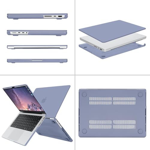 Image of MOSISO Compatible with MacBook Pro 14 inch Case 2025 2024 2023 2022 2021 M5 M4 M3 M2 M1 A3434 A3112 A3185 A3401 A2918 A2992 A2779 A2442, Hard Shell&Keyboard Cover&Screen Film&Pouch,Lavender Gray