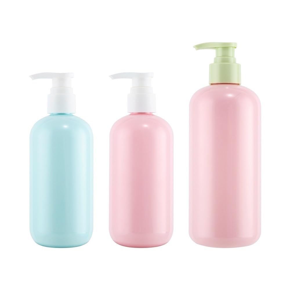 Distributeur de Douche, Distributeur de Savon, Flacon de Lotion Rond, Pompe en Plastique, 300 ml/500 ML, pour la Maison, l'hôtel ou la Salle de Bain (Taille Moyenne).