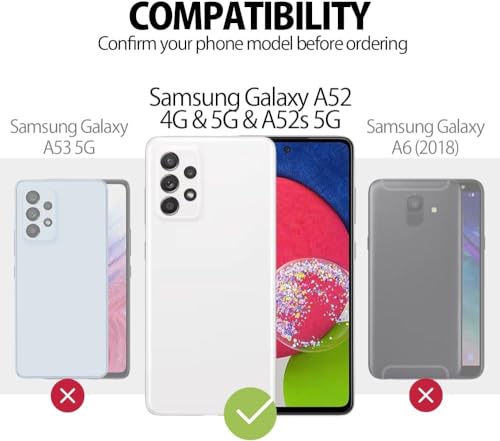 Image of VONZEE Liquid Silicone Case with Microfiber Coushioning Compatible for Samsung A52 /A52s 5G Shockproof Slim Back Cover, Gel Rubber Full Body Protection - Black