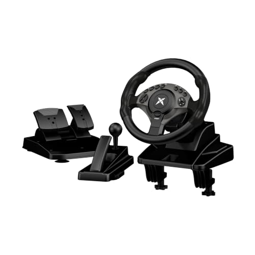 Image of DOYO F9 Gaming Steering Wheel with Pedals and Shifter for PC, PS3 | 270 /450 /900 USB Sim Racing Wheel, Sequential Shifter & Linear Pedals, 11.02 inch Large Wheel , Adjustable Tilt Height