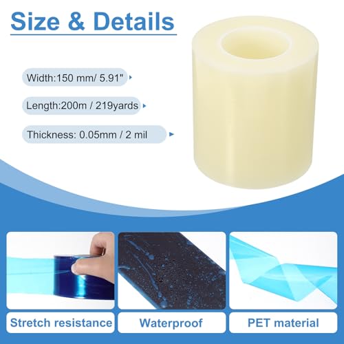 Image of PATIKIL Removable Protective Film Tape, 6 Inch x 656 ft PE Surface Protective Scratch Film Tape Roll for Furniture Electrical Appliances Plastic Hardware High Stickiness Clear