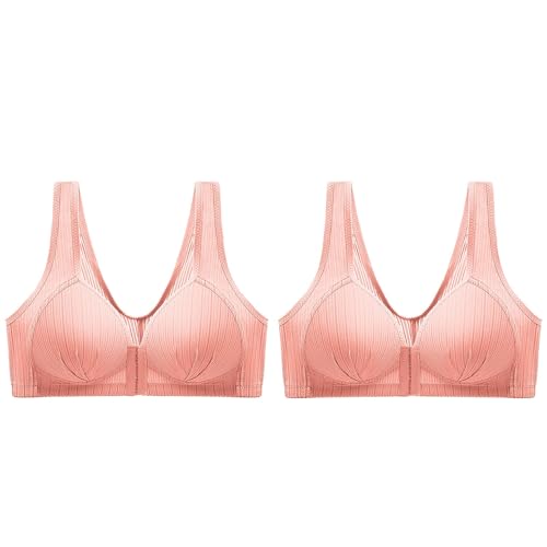 VYLYNL Sujetadores para mujer de talla grande, sostén delgado con aros para mujer, con hebilla frontal, transpirable, ropa interior, cómodo, brasier 2 bronceado, B, S